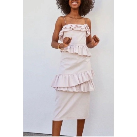 Brock Collection x H&M Dresses & Skirts - Brock Collection H&M Ruffle Midi Sheath Dress Blush Pink Side Zip Size S Small